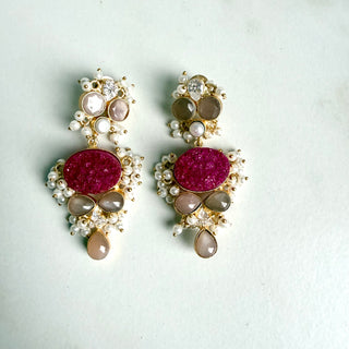 Hot Pink Druzy Earrings