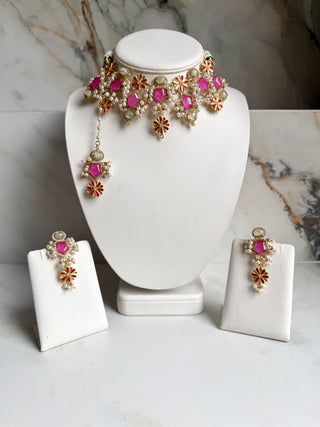 Gulnaar Hot Pink Choker Set