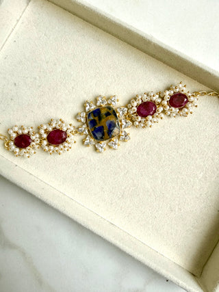 Navy & Ruby Crackle Crystal Bracelet