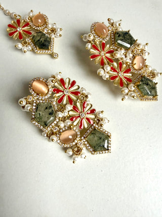 Gul Phool Tikka — Prehnite & Peach