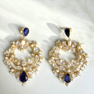 Navy Pearl Royale Earrings