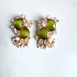 Vanya Green Statement Earrings