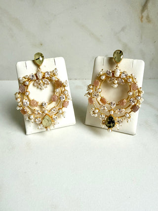Rose Quartz & Rutilated Quartz Statement Chandeliers