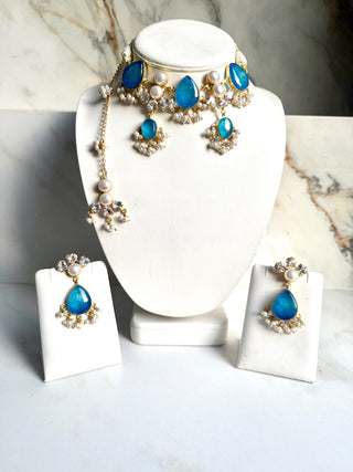 Royale Blue Pearl Choker Set