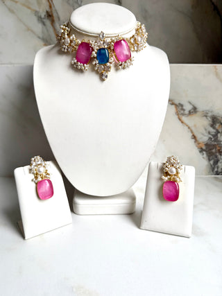 Fuchsia & Pearl Royale Choker Set