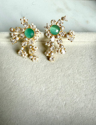 Teal Star Crystal Earrings