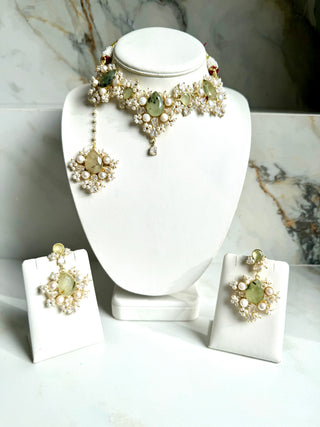 Prehnite Pearl & Crystal Set