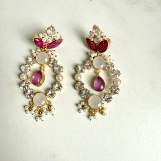 Ruby & Pearl Hoop Earrings