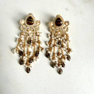 Adaa Brown Pearl Earrings