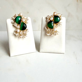 Vanya Green Statement Earrings