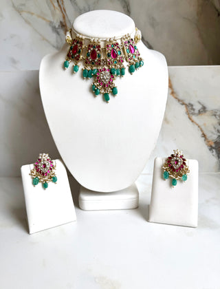 Emerald Bloom Kundan Choker Set