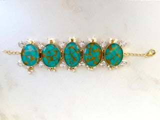 Fawzi Aqua Crackle Bracelet