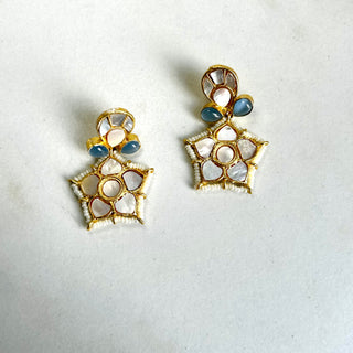 Sitara Blue Mother Of Pearl  Earrings
