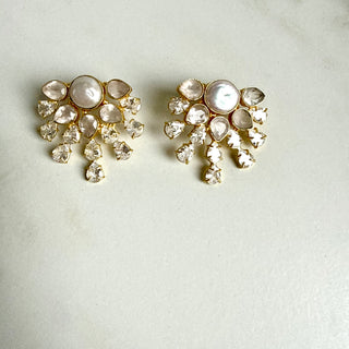 Royal Petal Champahe Pearl Drop Earrings