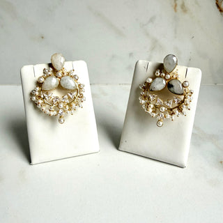 Royal White Cluster Earrings