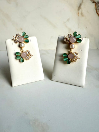 Amber Bloom Mint Petal Earrings