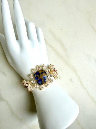 Navy & Ruby Crackle Crystal Bracelet