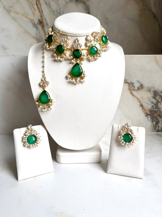 Zariya Emerald Pearl Choker Set