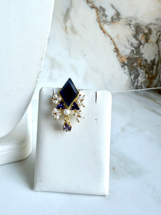 Ameera Sapphire Blue Rhombus Choker Set