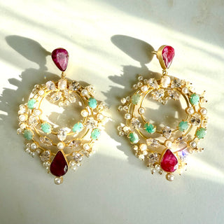 Ruby Pearl Royale Earrings