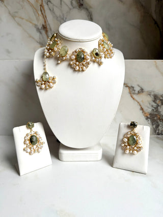 Royal Prehnite Choker Set