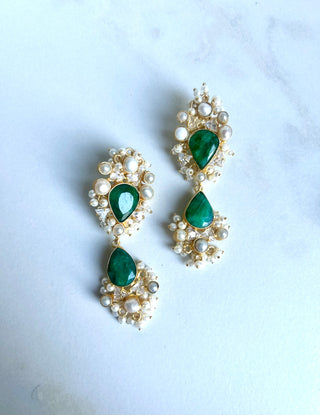 Lucy Emerald Green Double Drop Earrings