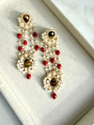 Zahra Brown Pearl Tassel Earrings