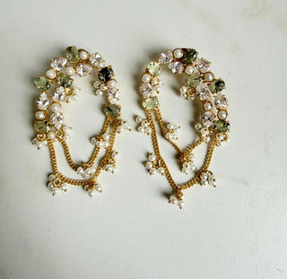 Prehnite Cascade Chain Earrings