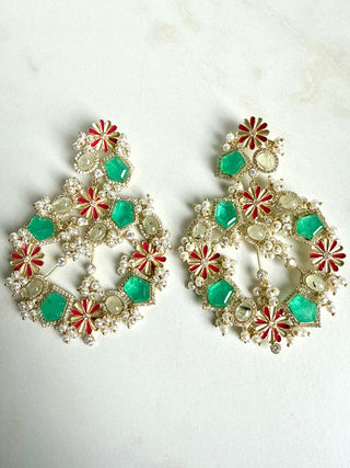 Gulmohar Grandeur Collection Bright Green Earrings