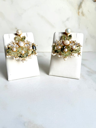 Prehnite Flower Earrings