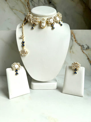 White & Navy Crystal Set
