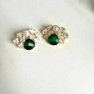 Mona Emerald Crystal Studs