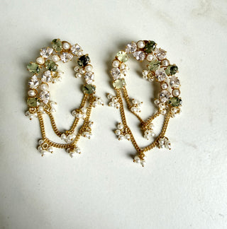 Crystal Prehnite Cascade Earrings