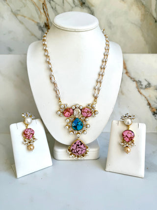Pink Crackle Mala Set