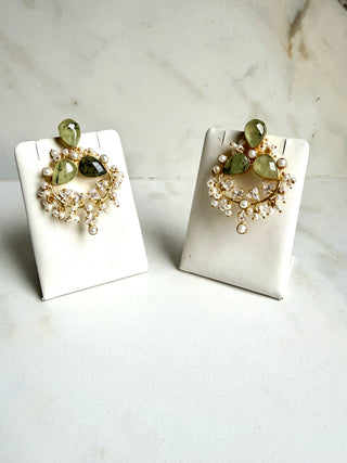 Royal Prehnite Cluster Earrings