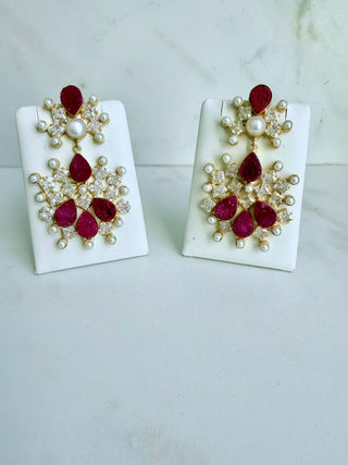 Bloom Statement Druzy Hot Pink Earrings