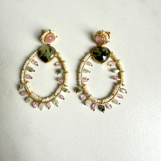 Prehnite Bloom Hoop Earrings