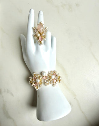 Pear & Rose Quartz Bracelet & Ring Set