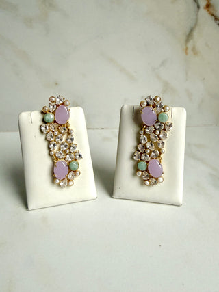 Amara Pastel Lilac Crystal Statement Earrings