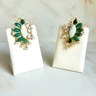 Fareena Emerald Green Statment Earrings