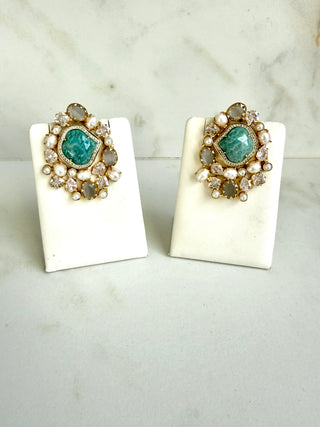 Azure Amzonite Heirloom Statement Studs