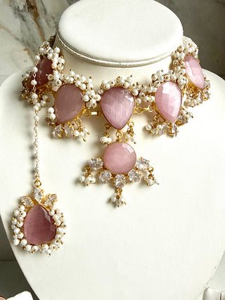 Zariya Pink Pearl Choker Set