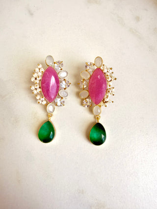 Hot Pink & Green Earrings