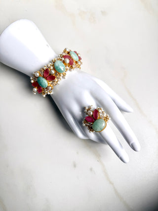 Amzonite Cuff & Ring