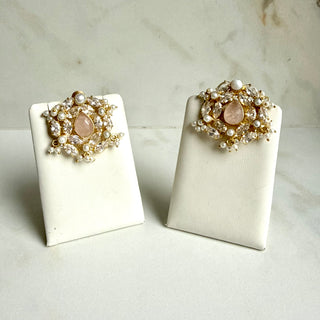 Noor-e-Sabz Quartz Pearl Earrings