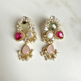 Maniza Prehnite Crystal Pink Earrings