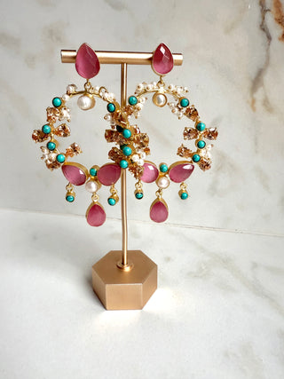 Hallie Pink Crystal Earrings