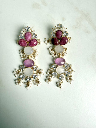 Pink Statement Cluster Earrings