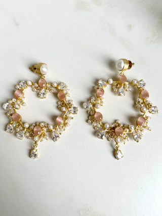 Rose Quartz Chandbali Earrings