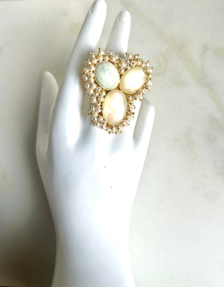 Druzy & Pearl Ring